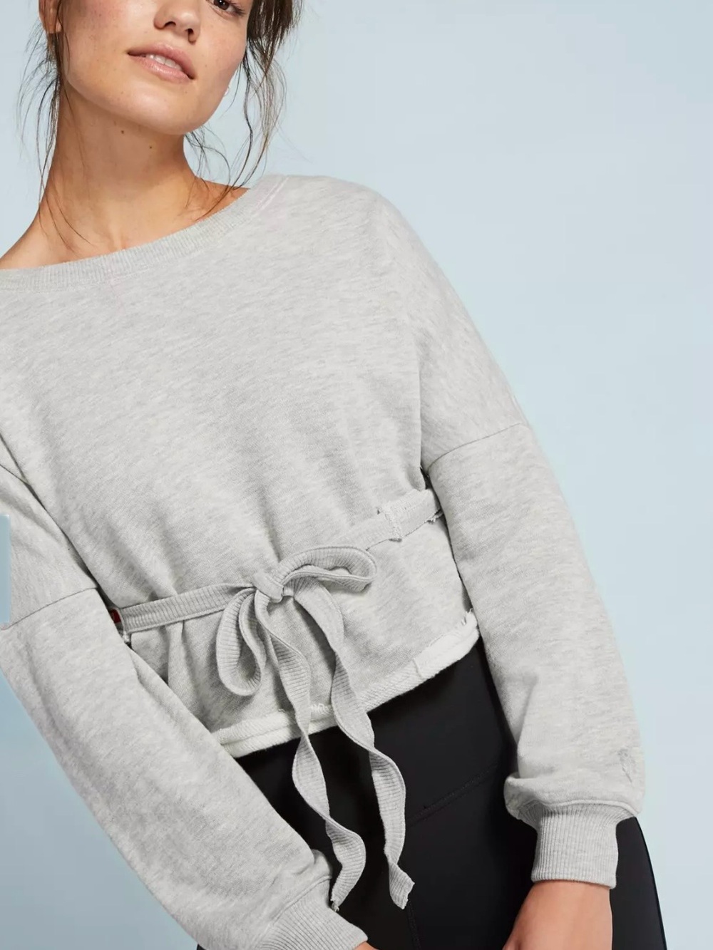FP Movement Charlotte Wrap Sweatshirt Gray S Tie Front Crop Athleisure Pullover